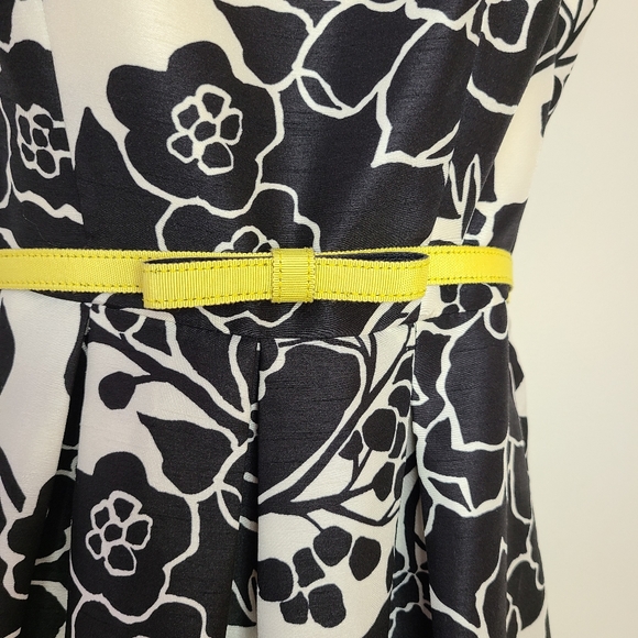 The Limited Black Floral Dress, Yellow Belt, 4 - Picture 3 of 10